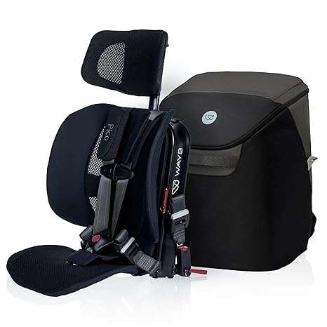 WAYB Pico Travel Car Seat with Premium Carrying Bag- Lightweight, Portable, Foldable - Perfect for Airplanes, Rideshares, and Road Trips - Forward Facing for Kids 22-50 lbs. and 30-45"