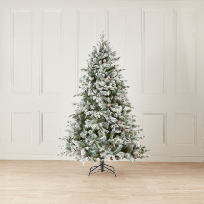 7ft Grand Fir Snowy Christmas Tree (210cm) - Premium Artificial Tree with Flocked Branches