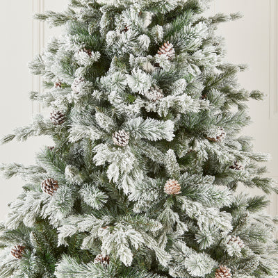 7ft Grand Fir Snowy Christmas Tree (210cm) - Premium Artificial Tree with Flocked Branches