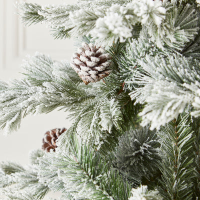 7ft Grand Fir Snowy Christmas Tree (210cm) - Premium Artificial Tree with Flocked Branches