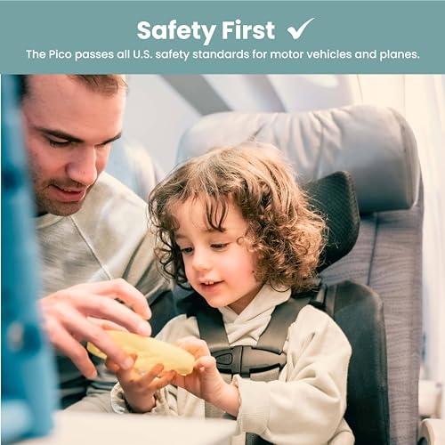 WAYB Pico Travel Car Seat with Premium Carrying Bag- Lightweight, Portable, Foldable - Perfect for Airplanes, Rideshares, and Road Trips - Forward Facing for Kids 22-50 lbs. and 30-45"