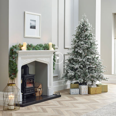 7ft Grand Fir Snowy Christmas Tree (210cm) - Premium Artificial Tree with Flocked Branches